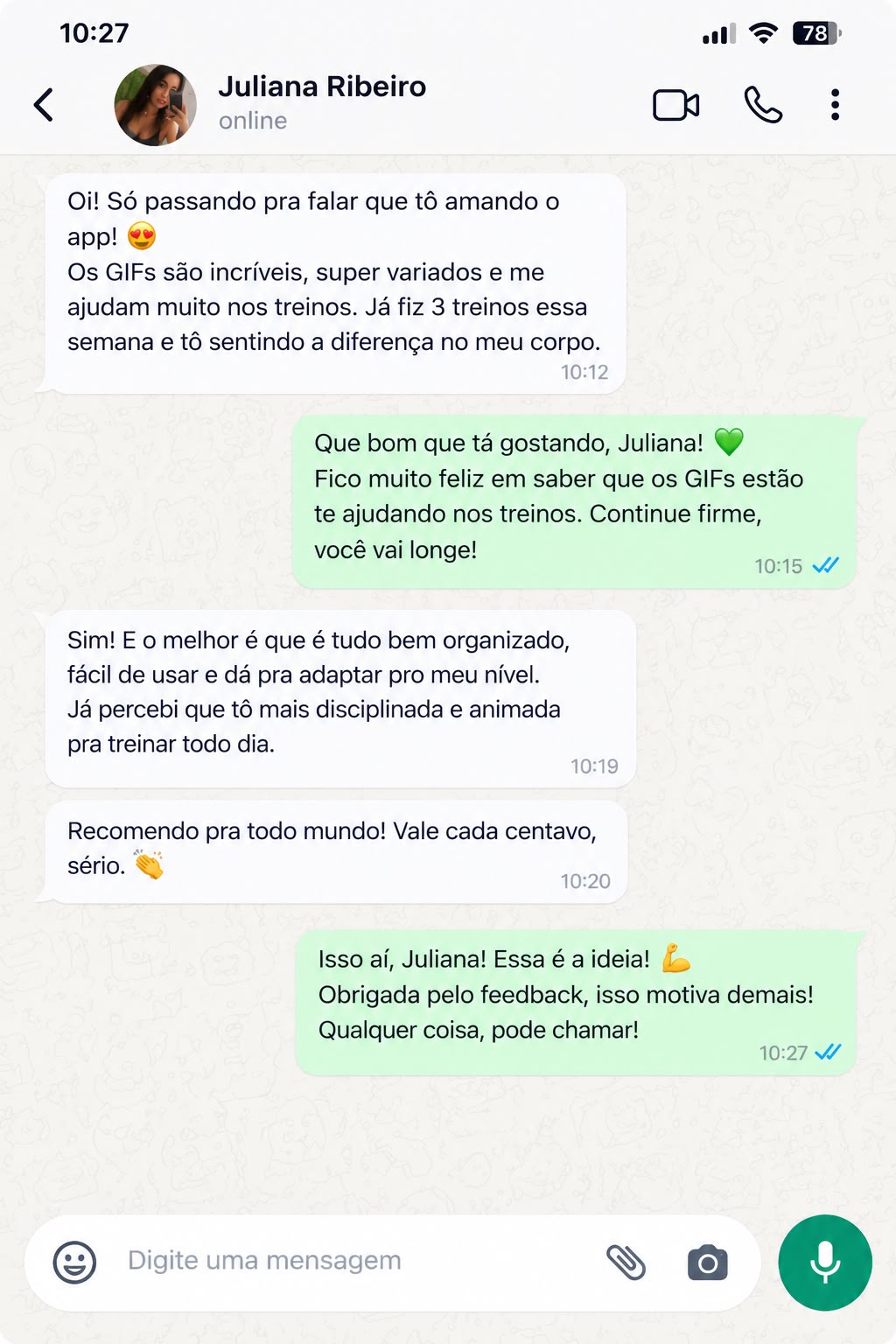 Print do depoimento de Juliana Ribeiro