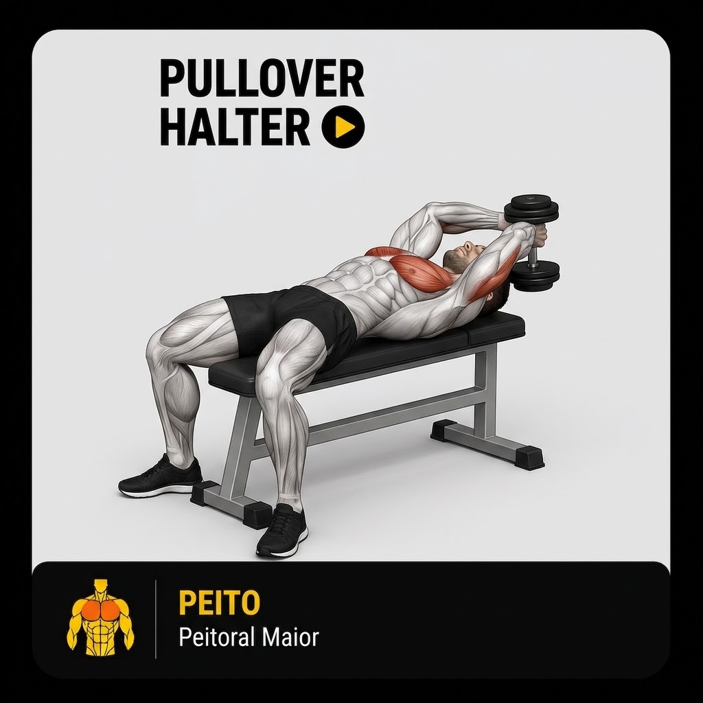 Pullover com halter, peitoral maior